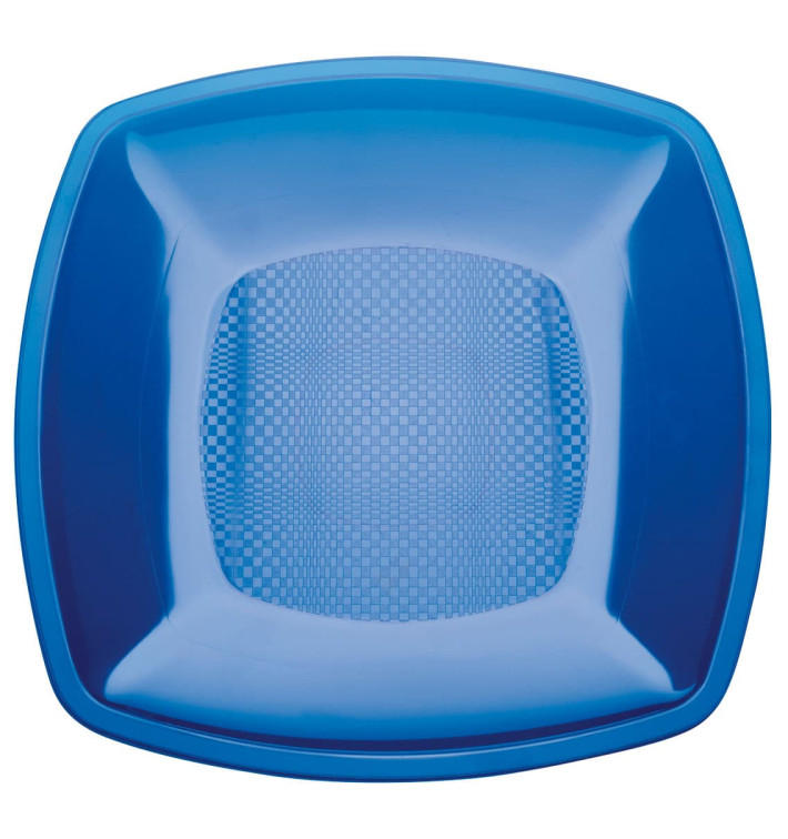 Plastic bord Plat blauw Vierkant PS 18 cm (25 stuks) 