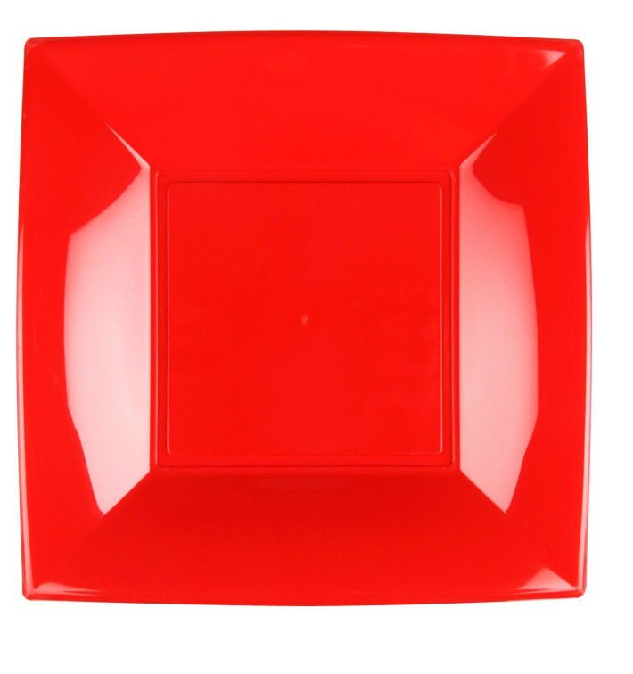 Plastic bord Plat rood "Nice" PP 29 cm (12 stuks) 