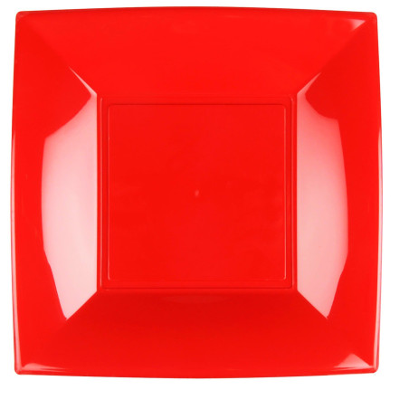 Herbruikbare harde bord Plat rood "Nice" PP 29 cm (12 stuks) 