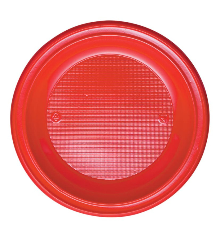 Plastic bord PS Plat rood Ø28 cm (140 stuks)