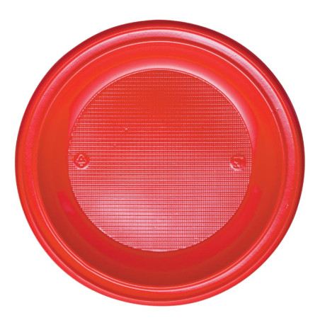 Plastic bord PS Plat rood Ø28 cm (140 stuks)