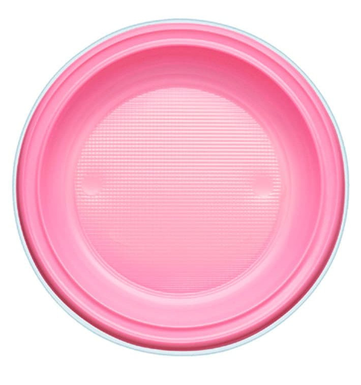 Plastic bord PS Plat roze Ø22 cm (30 stuks) 