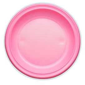 Plastic bord PS Plat roze Ø22 cm (780 stuks)