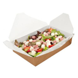 Papieren take-out Container "American" Naturel 19,7x14x4,6cm 1470ml (50 stuks) 