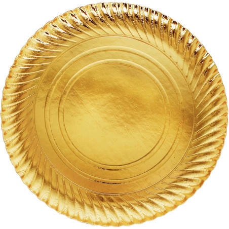 Papieren bord Rond vormig goud 30cm (100 stuks) 