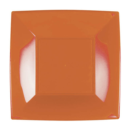 Herbruikbare harde bord Plat oranje "Nice" PP 18 cm (300 stuks)