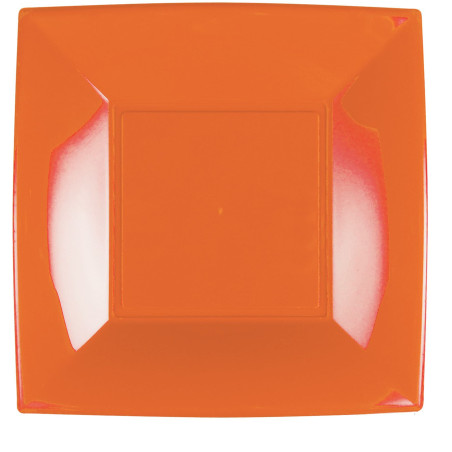 Herbruikbare harde bord Plat oranje "Nice" PP 29 cm (12 stuks) 