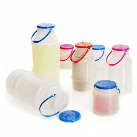 Plastic melk Container met handvat en Deksel 500 ml (100 stuks)