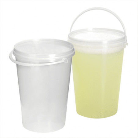 Plastic emmer met handvat transparant 1000ml (200 stuks)