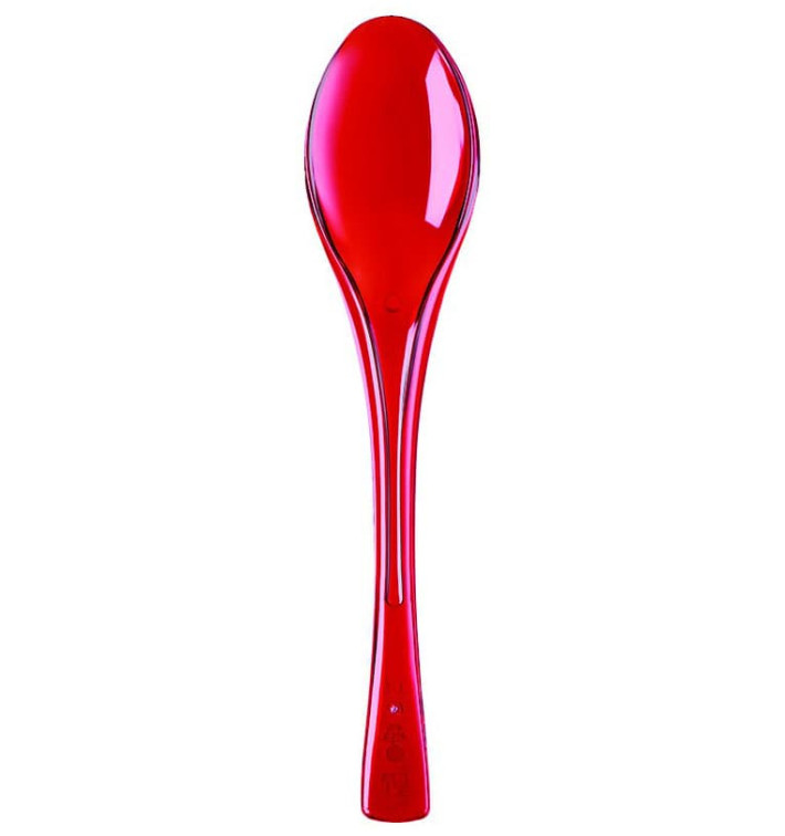 Plastic lepel  PS "Flen" rood transparant 14,5cm (3000 stuks)