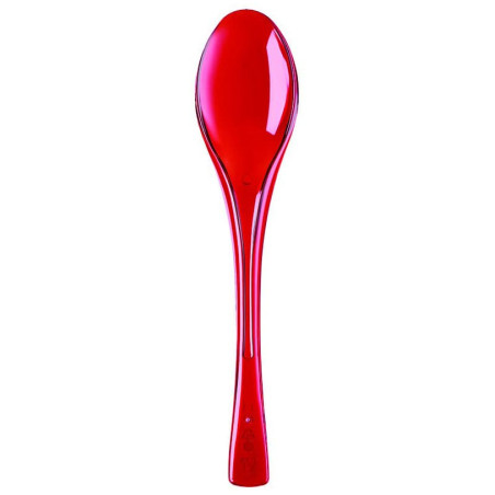 Plastic lepel  PS "Flen" rood transparant 14,5cm (3000 stuks)