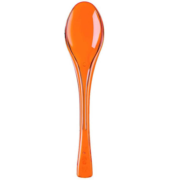 Plastic lepel  PS "Flen" oranje transparant 14,5cm (50 stuks) 