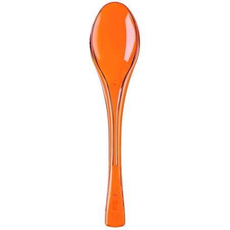 Plastic lepel  PS "Flen" oranje transparant 14,5cm (50 stuks) 