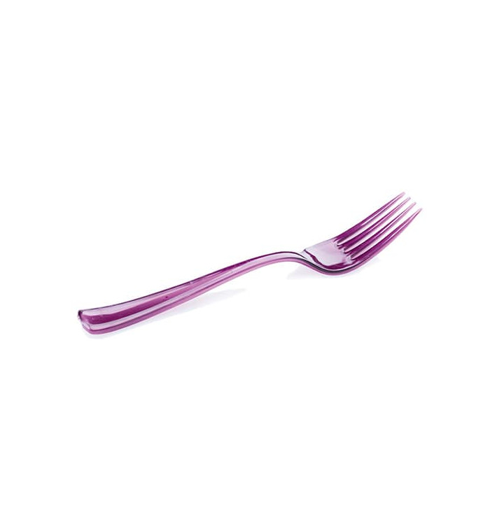 Plastic vork Premium aubergine kleur 19cm (10 stuks) 