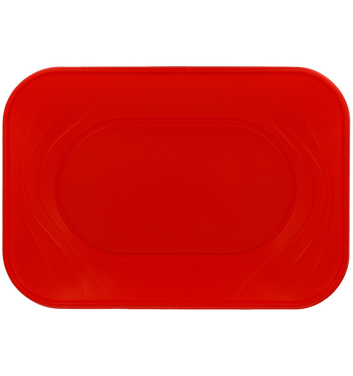 Plastic dienblad microgolfbaar "X-Table" rood 33x23cm (60 stuks)