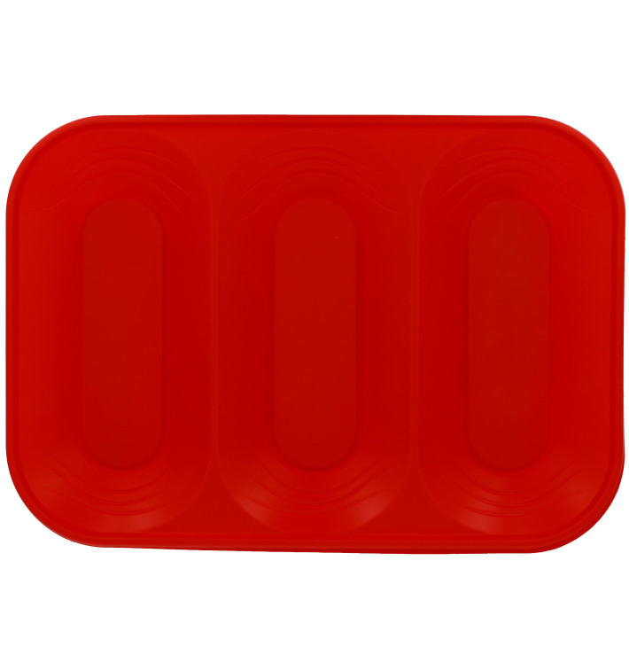 Plastic dienblad microgolfbaar "X-Table" 3C rood 33x23cm (30 stuks)