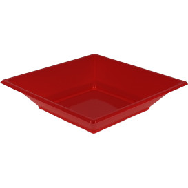 Plastic bord Diep Vierkant rood 17 cm (5 stuks) 