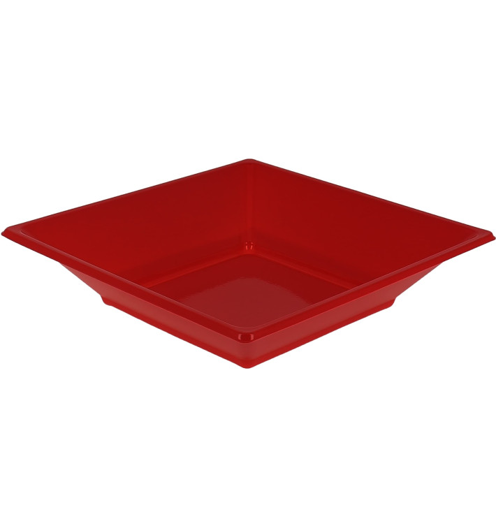 Plastic bord Diep Vierkant rood 17 cm (25 stuks) 