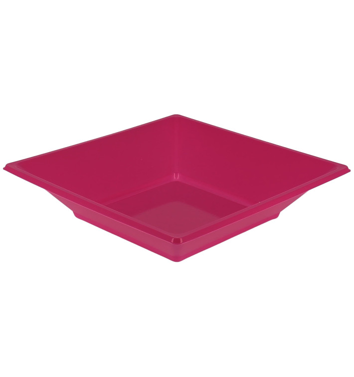 Plastic bord Diep Vierkant fuchsia 17 cm (300 stuks)