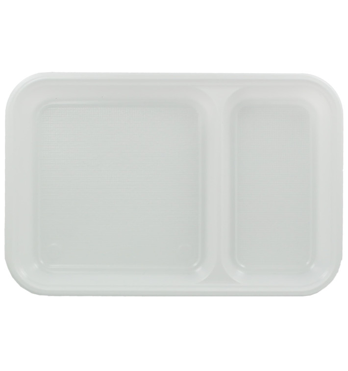 Plastic Compartment dienblad wit 2C 27x18cm (50 stuks) 