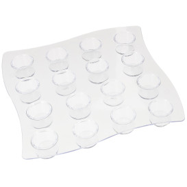 Plastic Bediening beker vervoerder 16 Vial Slots PS transparant 15,5x15,5x1,6cm (96 stuks)