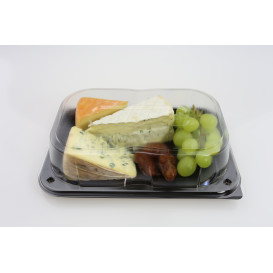 Plastic dienblad zwart met Deksel PET 24x17cm (25 stuks) 