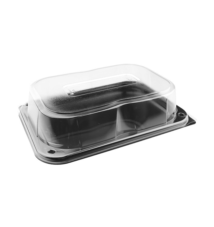 Plastic dienblad zwart met Deksel PET 24x17cm (25 stuks) 