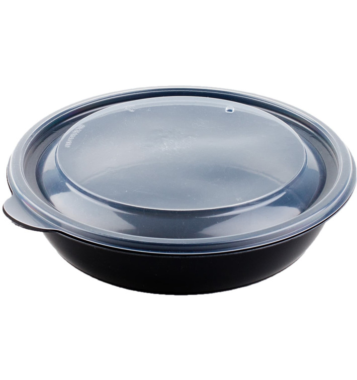 Plastic deli Container met Deksel PP zwart 750ml Ø19x4cm (15 stuks) 