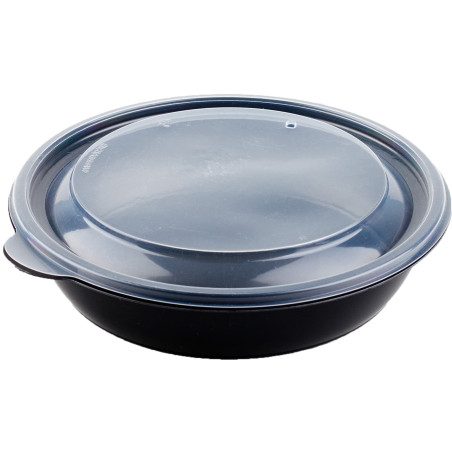 Plastic deli Container met Deksel PP zwart 750ml Ø19x4cm (15 stuks) 