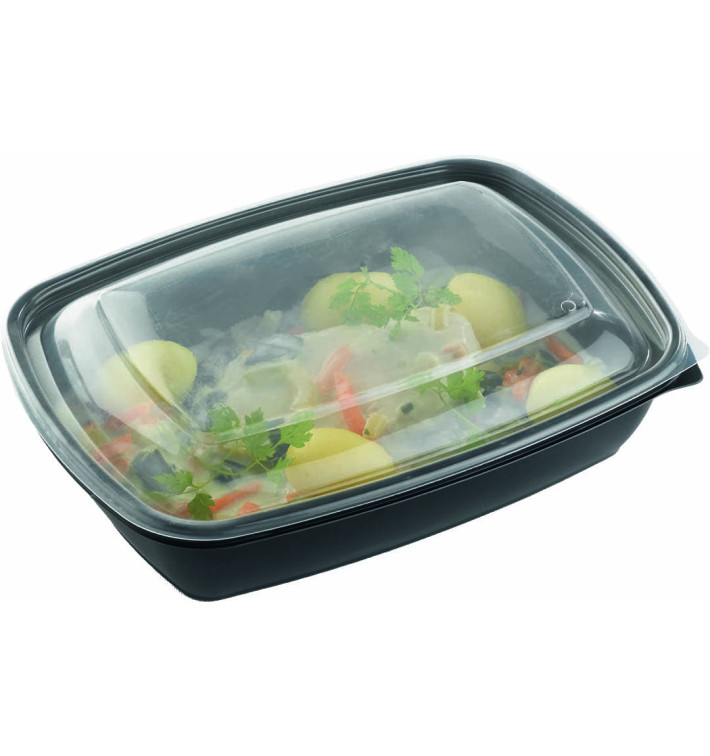 Plastic deli Container met Deksel PP zwart 900ml 23x16,5x7cm (90 stuks)