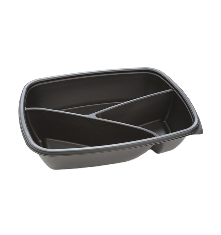 Plastic deli Container PP 3C zwart 900ml 23x17x5cm (75 stuks) 