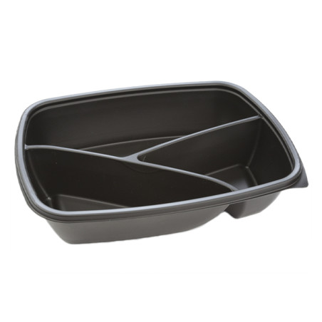 Plastic deli Container PP 3C zwart 900ml 23x17x5cm (75 stuks) 