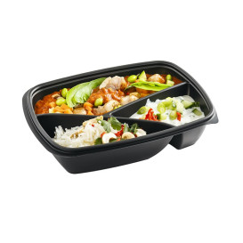 Plastic deli Container PP 3C zwart 900ml 23x17x5cm (75 stuks) 