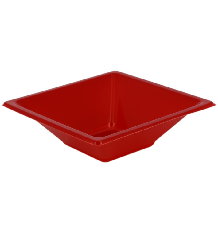 Plastic kom PS Vierkant rood 12x12cm (1500 stuks)