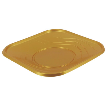 Herbruikbare Bord Economische PP "X-Table" Goud 23x23cm (120 stuks)