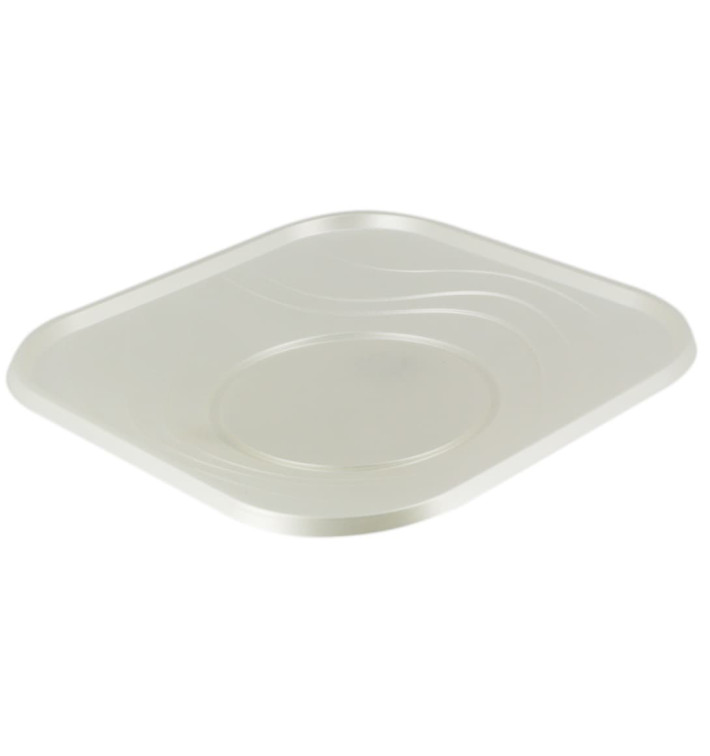 Plastic bord PP "X-Table" Vierkant parel 18 cm (120 stuks)