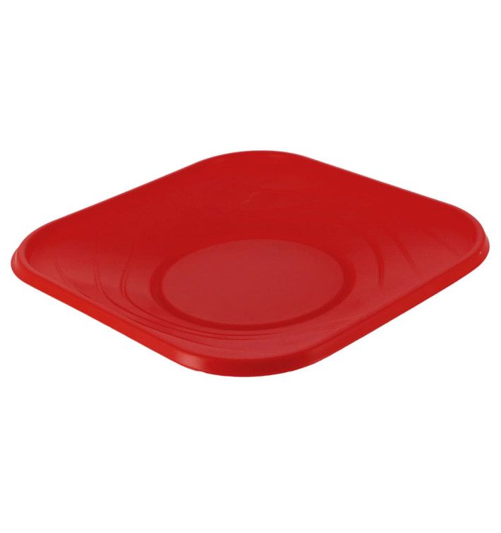 Plastic bord PP "X-Table" Vierkant rood 23 cm (8 stuks) 