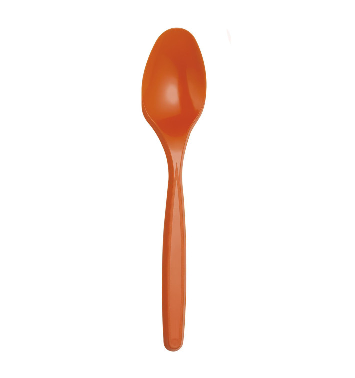 Plastic PS thee lepel PS oranje 12cm (1200 stuks)