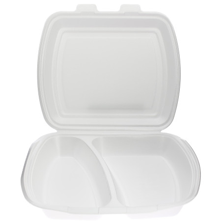 Schuim lunch doos met 2 Compartmenten wit 2,40x2,10x0,70cm (125 stuks) 