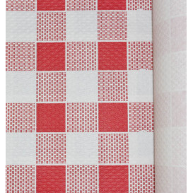 Papieren tafelkleed rol rood Checkers 1x100m. 40g (6 stuks)