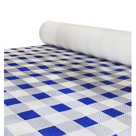 Papieren tafelkleed rol blauw Checkers 1x100m. 40g (6 stuks)