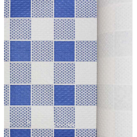 Papieren tafelkleed rol blauw Checkers 1x100m. 40g (6 stuks)