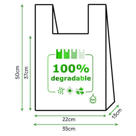 Plastic T-shirt tas 100% Degradable 35x50cm (200 stuks) 