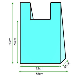 Plastic T-shirt tas blauw 35x50cm (200 stuks) 