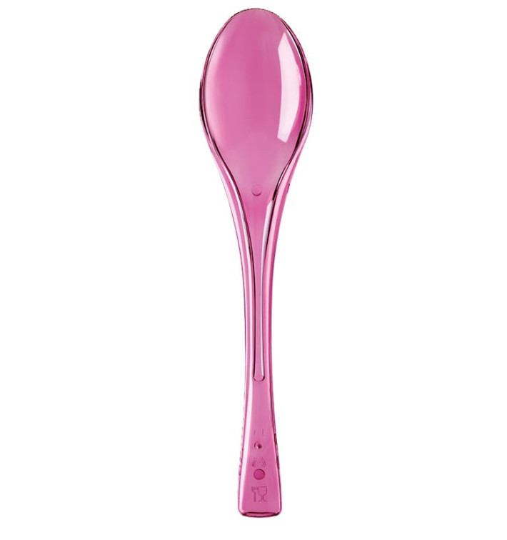 Plastic lepel  PS "Flen" fuchsia transparant 14,5cm (3000 stuks)