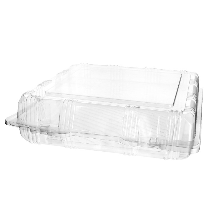 Plastic scharnierende bakkerij Container PET 22x22x6cm (220 stuks)