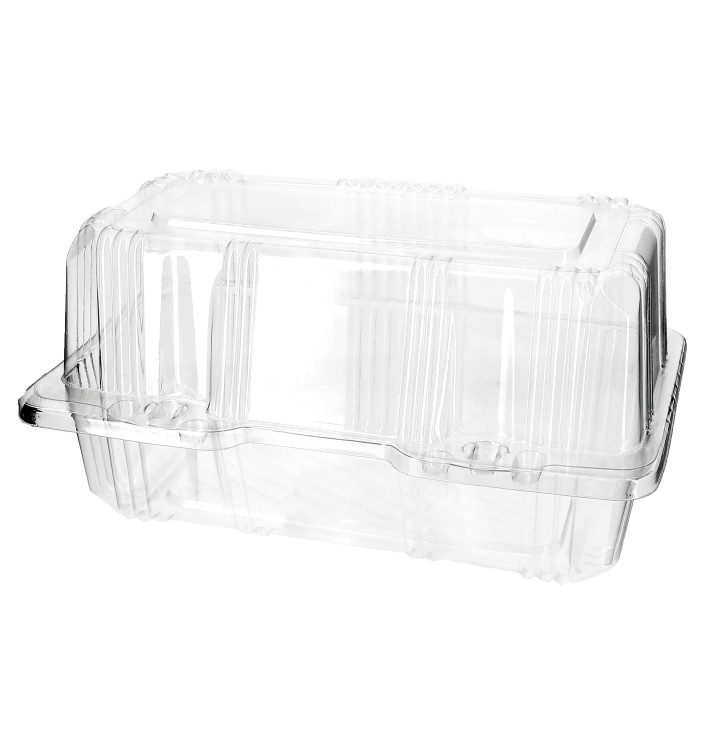 Plastic scharnierende bakkerij Container PET 18x9,5x10cm (220 stuks)