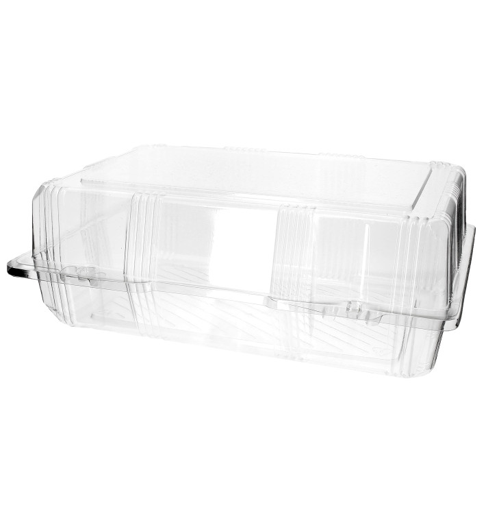 Plastic scharnierende bakkerij Container PET 28x18x10cm (220 stuks)