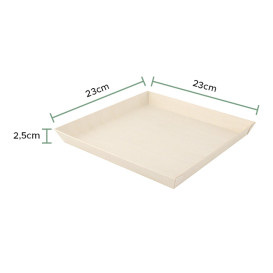 Houten schaal Vierkant 23x23x2,5cm 1250ml (100 stuks)