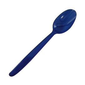 Plastic ijs lepel  PS blauw 15,5cm (50 stuks) 